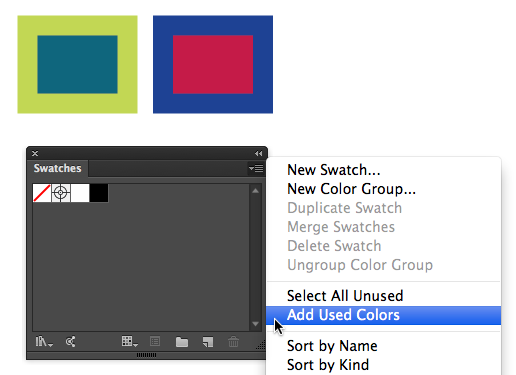 Adding all colors from a document as swatches