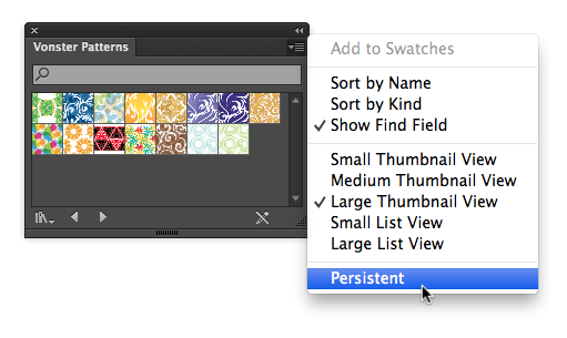 Persistent option for swatch libraries Persistent option for swatch libraries