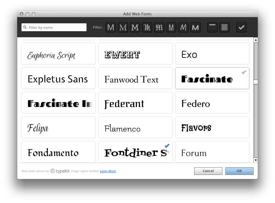 Typekit fonts in Muse