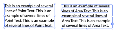 A point Type object (left) and an Area Type object (right).