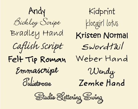 Examples of fonts that look like handwriting