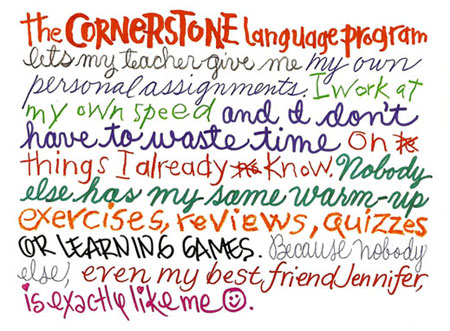 Handwritten advertisement for educational software