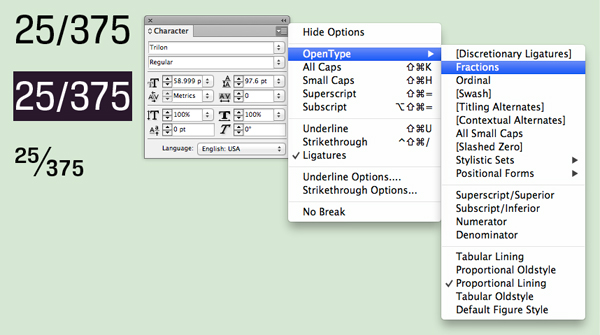 OpenType Fraction