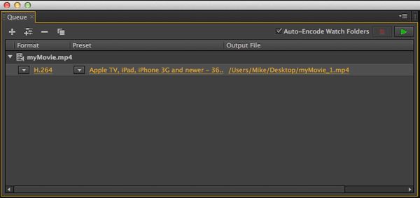 Media Encoder queue Media Encoder queue