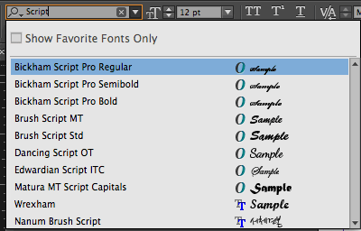 InDesign CC Font Menu Search