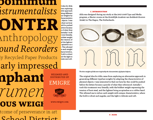 Emigre type specimen catalog Alda Emigre type specimen catalog Alda