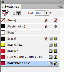 InDesign's Swatches panel InDesign's Swatches panel