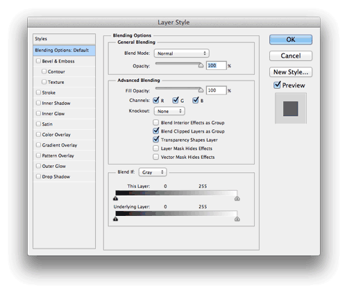 Photoshop Layer Style dialog box Photoshop Layer Style dialog box