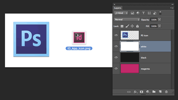 dragging a file into the Photoshop window