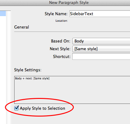 Apply Style to Selection