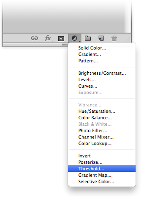 Choose Threshold from the Adjustment layer drop down list. Choose Threshold from the Adjustment layer drop down list.