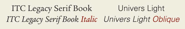 Italic vs oblique typefaces