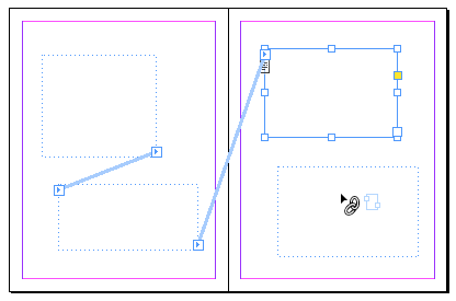 Linked frames on a master spread.